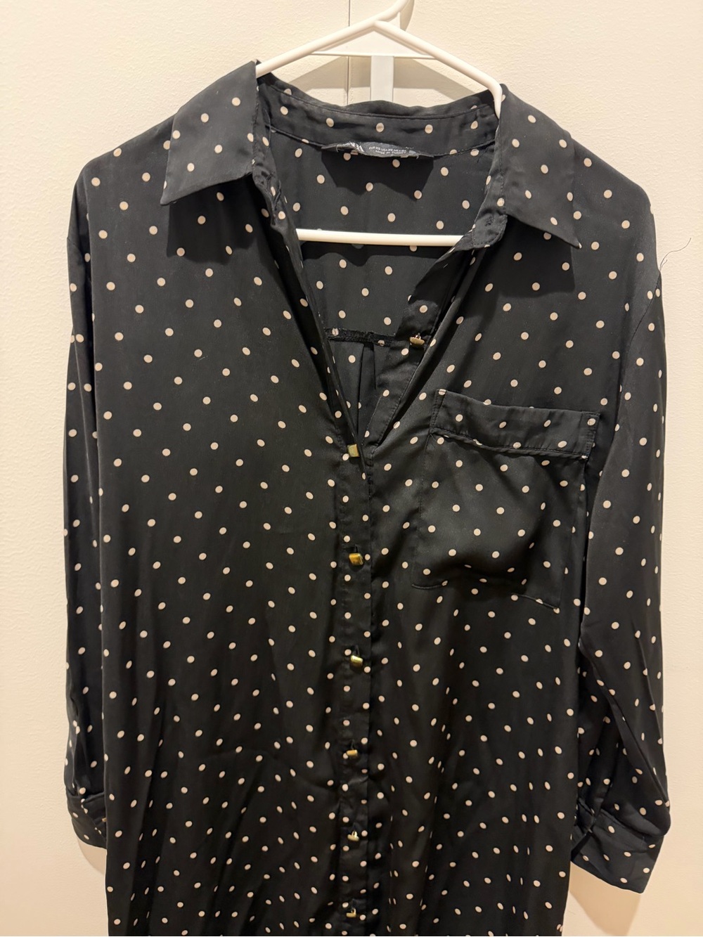 Zara Black Long Sleeve Buttoned Dress gently worn